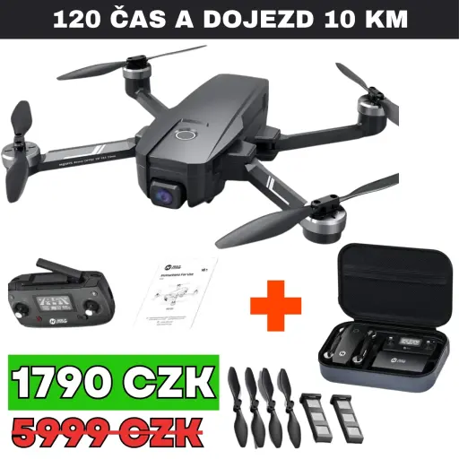 Dron 4K – Let až 120 minut, dosah 10 km. Dron 4K s dosahem 10 km a 120 min letu. Lehké, skládací provedení, 70% sleva
