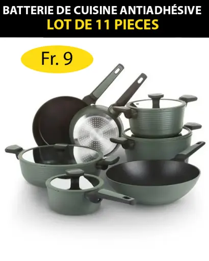 Set de casseroles avec couvercle e verre. Chaleur uniforme : Poêle en aluminium qui garantit une répartition uniforme de la