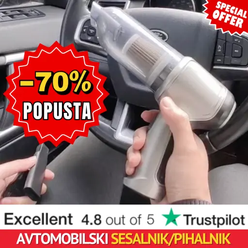 Najboljši mini avtomobilski sesalnik. Očistite vozilo v nekaj minutah. Ta mini sesalnik tehta le 370 gramov.