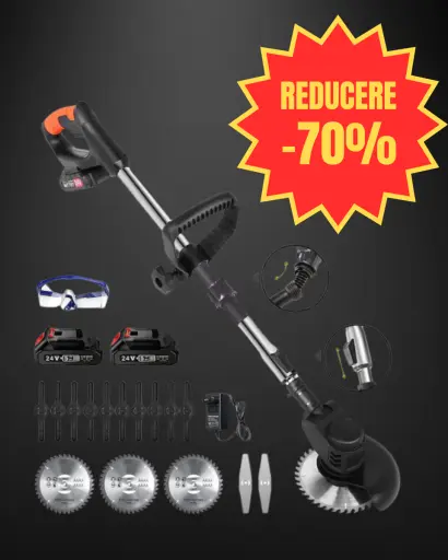 Motocoasă Electrică, Ofertă 70% Reducere. Multifuncțional: Tunde gazonul, finisează marginile, taie crengile