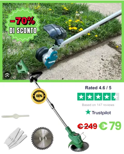 Asta telescopica per qualsiasi altezza. Offerta 70%: Falciaerba elettrico senza fili. Paga alla consegna e ricevilo in 24 ore