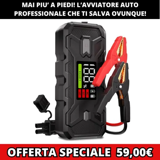 Avviatore auto professionale. Avvia auto, moto, furgoni, trattori, in un attimo, ovunque tu sia! Potenza garantita!