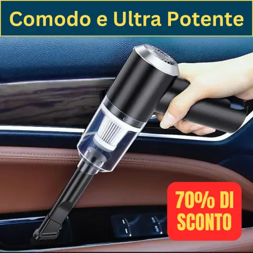 Mini Aspirapolvere Per Auto. Aspira anche lo sporco ostinato, arriva nei punti scomodi