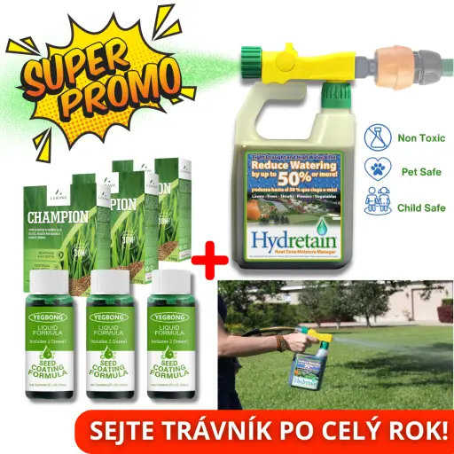 Zasejte trávu snadno a rychle. Aplikujte semena a vodu v jednom kroku, bez zbytečného plýtvání!