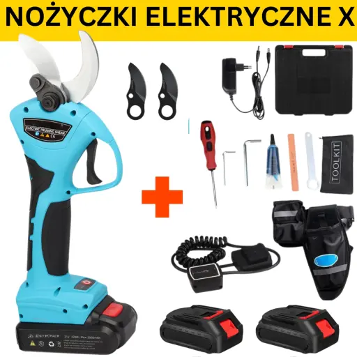 Nożyce Elektryczne + 2 Baterie Gratis. Elektryczne nożyce do przycinania, 2 baterie w zestawie, szybkie ładowanie i wydajność!