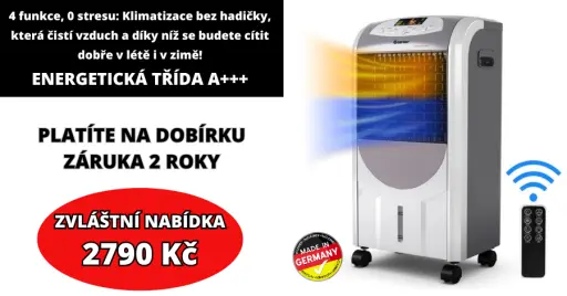Horká/studená klimatizace třídy A+++. Vychladí místnosti o velikosti 97 m2 za 6 minut, spotřebuje pouze 0,28 centu za den