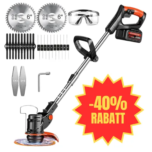Rasentrimmer Akku - 40%. Akku-Rasentrimmer 3-in-1 – für Gras, Unkraut und Äste, mit robuster Konstruktion