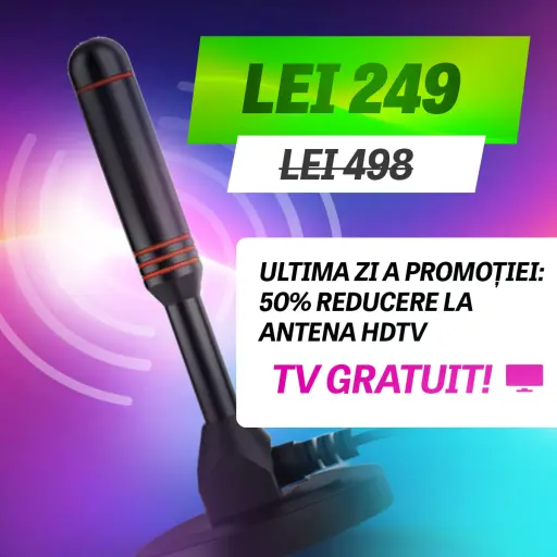 Antena digitală promoțională. Prinde canale TV HD gratuit cu antena digitală.