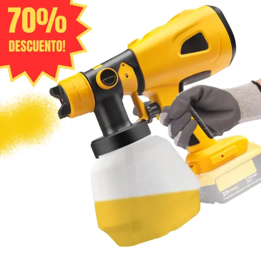 Pistola de pintura a batería. 2 baterías recargables, 4 boquillas y accesorios de regalo