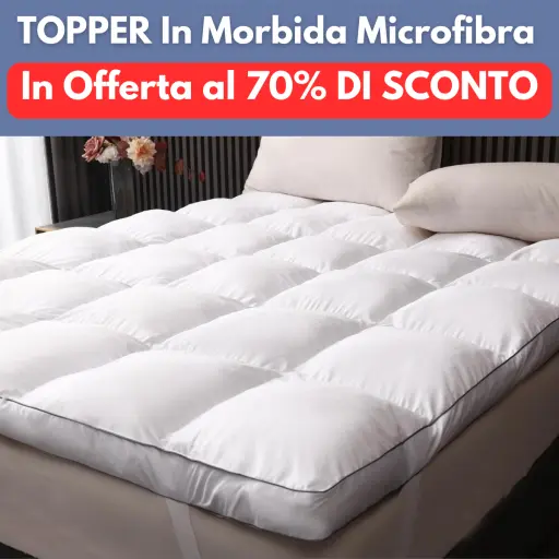 Topper In Offerta -70%. Rivestimento Traspirante, Altezza 5cm, Lavabile in Lavatrice